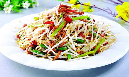 简单家常菜绿豆芽肉丝的做法