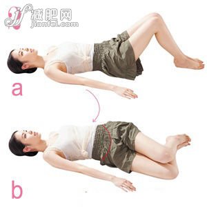 左右侧躺，暖化腰腹肌